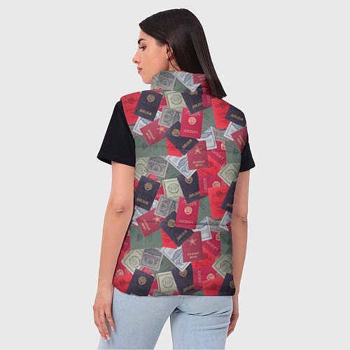 Женский жилет Документы Советского Союза / 3D-Красный – фото 4