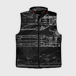 Женский жилет Чертеж ракеты на чёрном фоне, цвет: 3D-красный