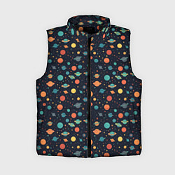 Женский жилет Темный космос с планетами паттерн