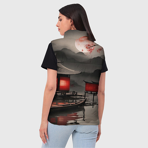 Женский жилет Домик у реки / 3D-Красный – фото 4