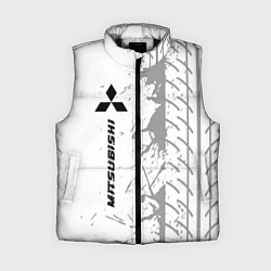 Женский жилет Mitsubishi speed на светлом фоне со следами шин: п
