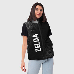 Женский жилет Zelda glitch на темном фоне: по-вертикали, цвет: 3D-черный — фото 2