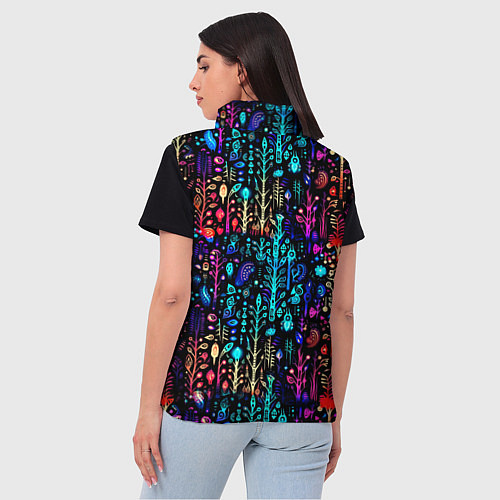 Женский жилет Флуоресцентные Цветы / 3D-Черный – фото 4