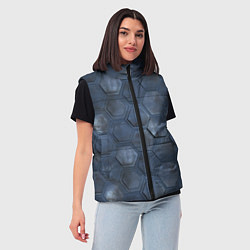 Женский жилет Металлические плиты, цвет: 3D-черный — фото 2