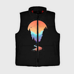 Женский жилет Неоновое солнце SynthWave, цвет: 3D-красный
