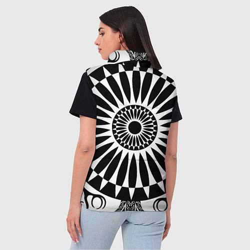 Женский жилет Черно белый узор с радиусами / 3D-Светло-серый – фото 4