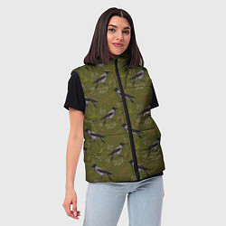 Женский жилет Вороны и еловые веточки, цвет: 3D-светло-серый — фото 2