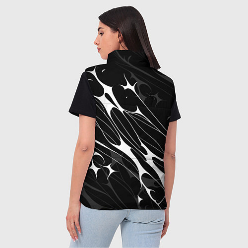 Женский жилет Белые абстрактные полосы / 3D-Черный – фото 4