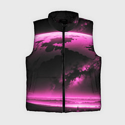 Женский жилет Сай фай пейзаж в черно розовых тонах, цвет: 3D-черный