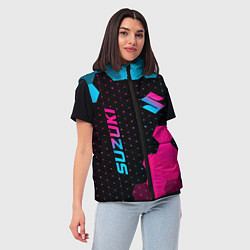 Женский жилет Suzuki - neon gradient: надпись, символ, цвет: 3D-черный — фото 2