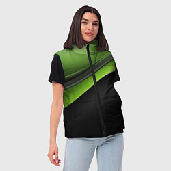 Женский жилет Black green abstract, цвет: 3D-светло-серый — фото 2
