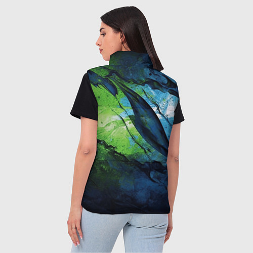 Женский жилет Green blue abstract / 3D-Черный – фото 4