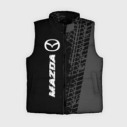 Женский жилет Mazda speed на темном фоне со следами шин: по-верт