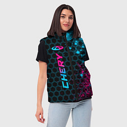 Женский жилет Chery - neon gradient: по-вертикали, цвет: 3D-черный — фото 2