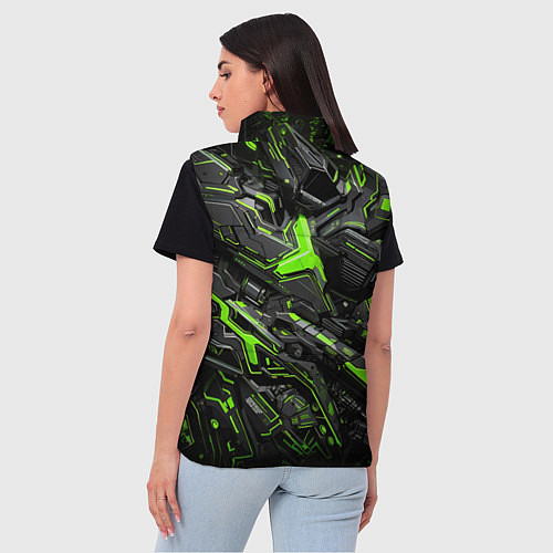 Женский жилет Текстура киберпанка / 3D-Черный – фото 4