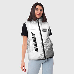 Женский жилет Geely speed на светлом фоне со следами шин: надпис, цвет: 3D-черный — фото 2