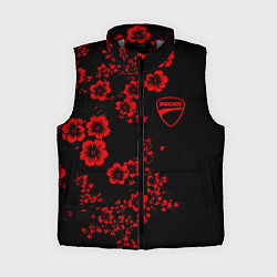 Женский жилет Ducati - red flowers, цвет: 3D-светло-серый