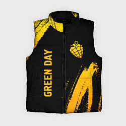 Женский жилет Green Day - gold gradient: надпись, символ, цвет: 3D-черный