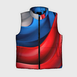 Женский жилет Объемная абстракция в цветах флага РФ, цвет: 3D-черный