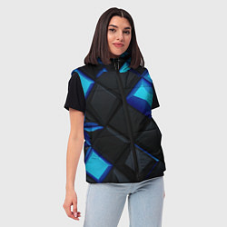 Женский жилет Черные и синие плитки, цвет: 3D-красный — фото 2