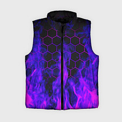 Женский жилет Неоновый огонь и соты, цвет: 3D-черный