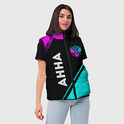 Женский жилет Анна и неоновый герб России: надпись, символ, цвет: 3D-черный — фото 2