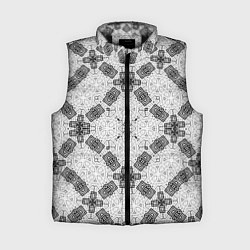 Женский жилет Черно-белый ажурный кружевной узор Геометрия, цвет: 3D-черный