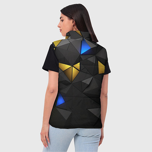 Женский жилет Black yellow geometry / 3D-Светло-серый – фото 4