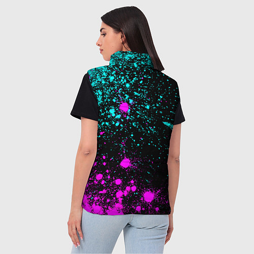 Женский жилет Алёна и неоновый герб России: по-вертикали / 3D-Черный – фото 4