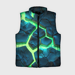 Женский жилет Яркий зеленый разлом плит, цвет: 3D-черный