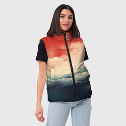 Женский жилет Ретро пейзаж моря, цвет: 3D-черный — фото 2