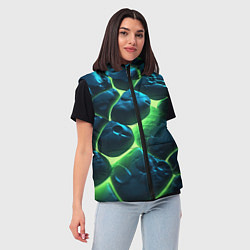 Женский жилет Разлом зеленых плит с неоном, цвет: 3D-светло-серый — фото 2