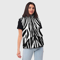 Женский жилет Черная абстракция зебра, цвет: 3D-черный — фото 2