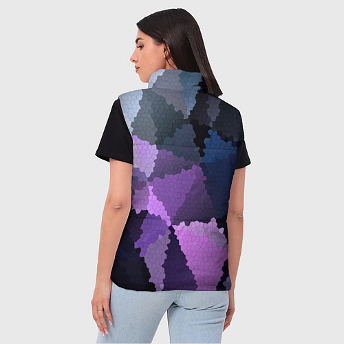 Женский жилет Сине розовый мозаичный узор / 3D-Черный – фото 4