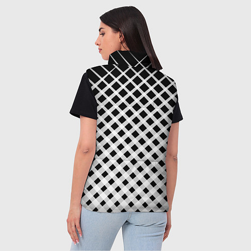Женский жилет Черно-белые ромбы и клетки / 3D-Черный – фото 4