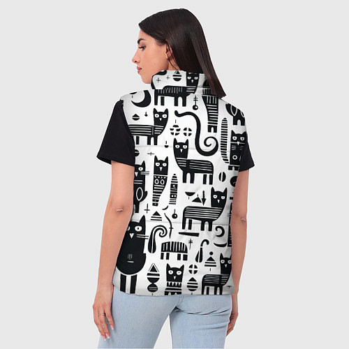 Женский жилет Кошки абстрактный узор / 3D-Черный – фото 4
