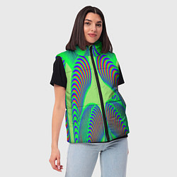 Женский жилет Сине-зеленые изгибы, цвет: 3D-красный — фото 2