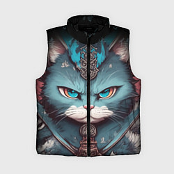 Женский жилет Кот самурай сердитый
