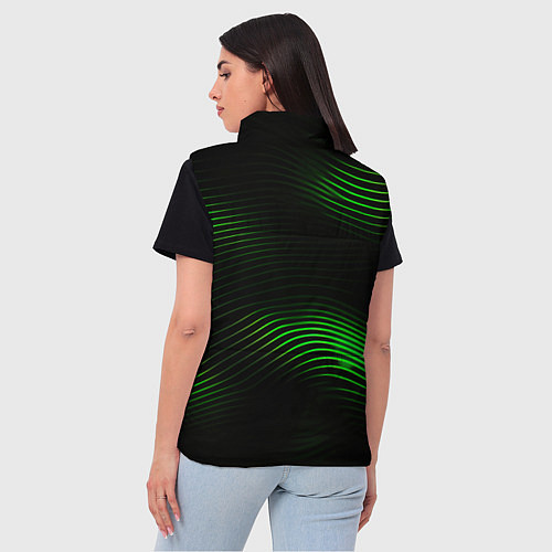 Женский жилет Зеленые тонкие линии / 3D-Черный – фото 4