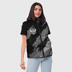 Женский жилет Герб РФ - монохромный, цвет: 3D-черный — фото 2