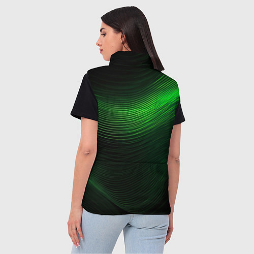 Женский жилет Зеленое свечение абстракция / 3D-Светло-серый – фото 4