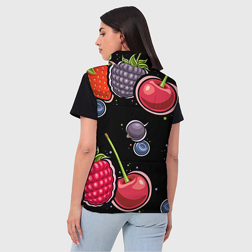 Женский жилет Плоды и ягоды / 3D-Черный – фото 4