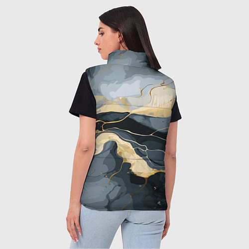 Женский жилет Черный с золотом мрамор / 3D-Черный – фото 4