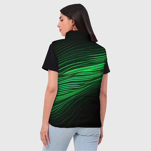 Женский жилет Green neon lines / 3D-Светло-серый – фото 4