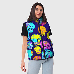 Женский жилет Паттерн из черепов - поп-арт - иллюзия, цвет: 3D-светло-серый — фото 2