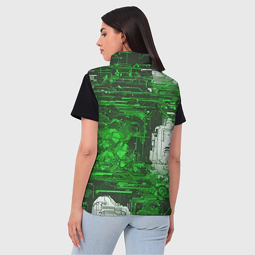 Женский жилет Киберпанк заражение зелёное / 3D-Черный – фото 4