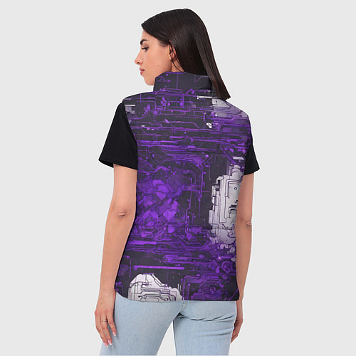 Женский жилет Киберпанк заражение фиолетовое / 3D-Черный – фото 4