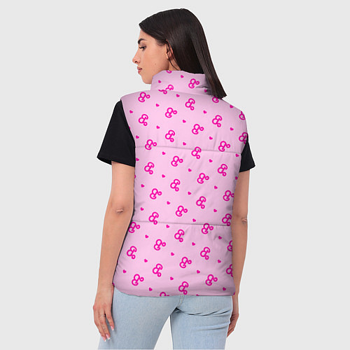 Женский жилет Розовый паттерн - Барби и сердечки / 3D-Светло-серый – фото 4