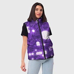 Женский жилет Фиолетовые кибернетические схемы неон, цвет: 3D-черный — фото 2
