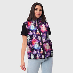 Женский жилет Хэллоуин Акварельные привидения, цвет: 3D-светло-серый — фото 2